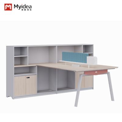 China Two-Person Staff Desk Partition Separated With File Cabinet / Password Lock Support customization for sale