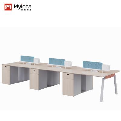 China Support customization Commercial Office Furniture Two or Four-Person Staff Table with Screen Separated and Filing Cabinets for sale