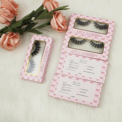 China Wholesale workable own brand 25mm eyelash supplier custom logo rose gold card box eyelash packaging box for sale