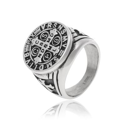 China Factory Price Punk Vintage Style Stainless Steel Jewelry Mens Big Rings Geometric Star Figure Cross Ring for sale