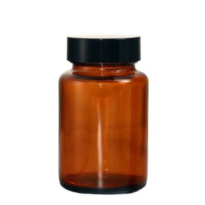 China Wholesale Amber Glass Plastic Lid Skin Care Personal Packaging Candle Jar Medicine Apothecary Jars 60g 120g for sale