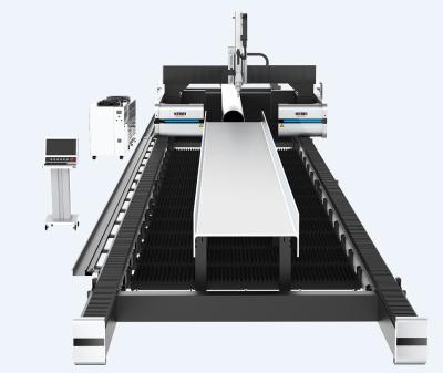 China KHL14025 20KW Gantry H Beam Laser Cutting Machine met handmatige werkbank luchtcompressor Te koop
