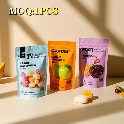 Chine Fabricant Imprimé sur mesure Emballage en plastique réutilisable coloré Fruit Snack Bonbons Glossy Stand Up Mylar Bags avec fermeture à glissière à vendre