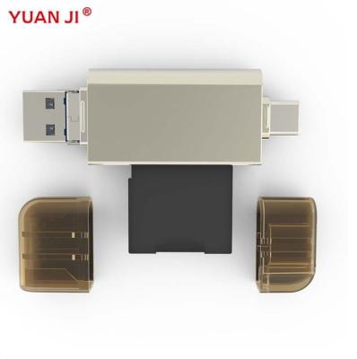 China Cheap Metal 2 in 1 Mini Super Speed USB 3.0 OTG TF and SD Card Reader for sale