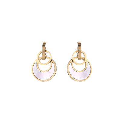 China Cute Luxury High Quality Titanium Gold Plating Stainless Steel Jewelry Circle Stud Earrings for sale