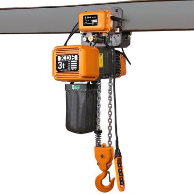 China Construction Hoist KDH 3 Ton 3KW Double Speed High Quality Traveling Type 3 Electric Chain Hoist With Trolley for sale