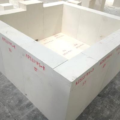 China Oblique Casting Fused AZS Bricks Zirconium Corundum Brick Low thermal Expansion for sale