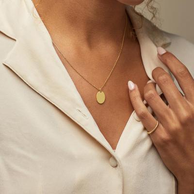 China SOSAI Environmental Friendly Oval Shape Stainless Steel 14k Gold Necklace Chain Women Pendant Jewelry for sale