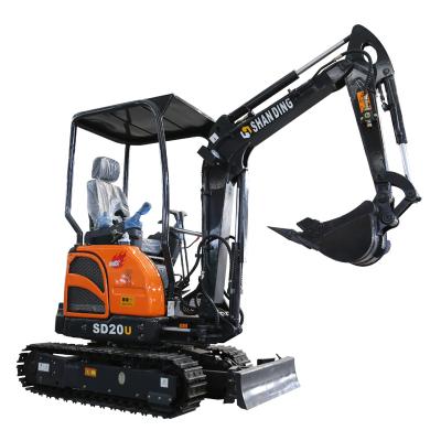 China Construction works Factory Promotion Imported Engine Boom Zero Swing Zero Tail 2 Ton Mini Excavator SD20U Zero Tail for sale