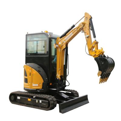 China Construction works Optional 2.5t Zero Tail Mini Excavator With Enclosed Cab SD25U for sale