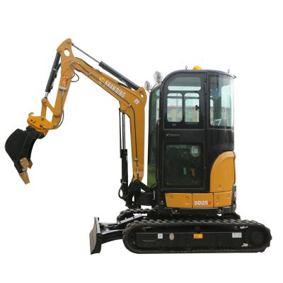 China Construction works Euro 5 and 2.5t Engine Mini Excavator China Epa Zero Tail Optional With Enclosed Cab SD25U for sale