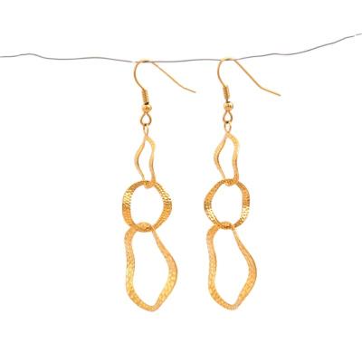 China Fashion Fashion 18K Gold Plated Stainless Steel Non Allergic Layer Long Oval Twist Earrings For Ladies for sale