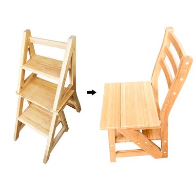 China Folding Ladders Multifunctional Library Ladder Bamboo Wooden Chair for sale