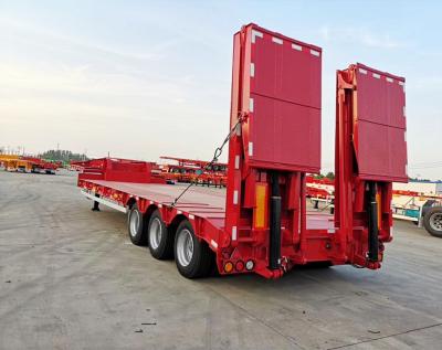 China Heavy Duty 50t Low Platform Lowbed Semi Trailer for Machinery Transport with Discount for sale