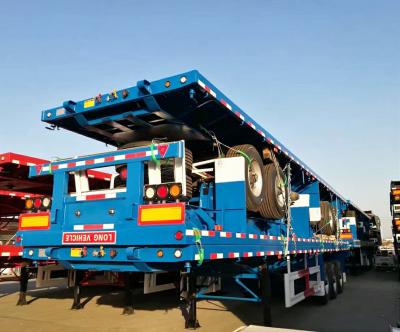 China 3axles 60tons Excavator Transport Gooseneck Lowboy Low Bed Lowbed Truck Semi Trailer for sale