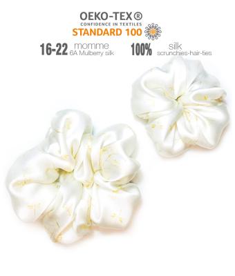 China European and American style 100% pure silk hair scrunchies for women colorful soft satin silk hair ties for sale
