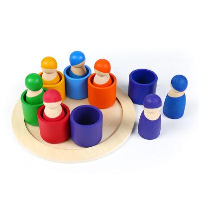 China Building Toy Newly Designed Toy Baby Kids Toys Rainbow People Educational Sets Bag Unisex for sale