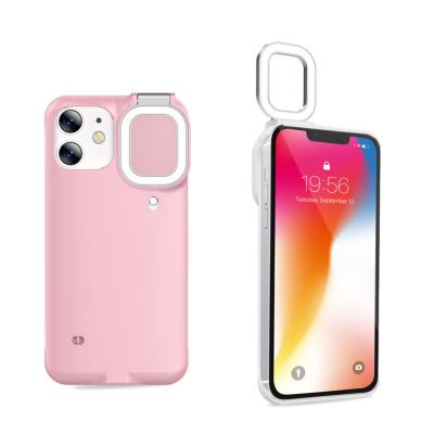 China Shockproof For iPhone 12 11 Xr pro Max Ring Light Phone Cover LED light up flashlight Selfie Ring Fill Light Phone Case for sale