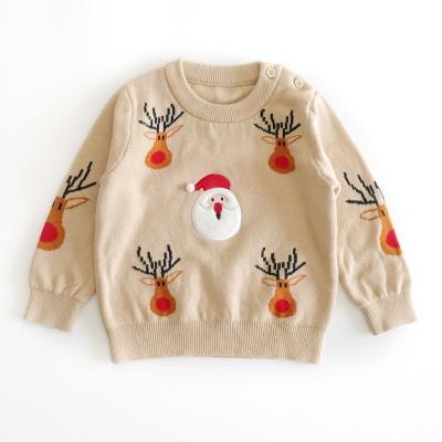 China Custom Winter Warm Cotton Christmas Sale Full Jacquard Sweater Baby Knitted Casual 100% OEM Service SANTA Standard for sale