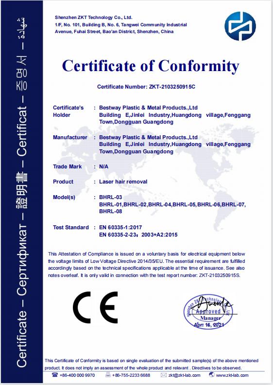 CE - Bestway Plastic And Metal Products Ltd.