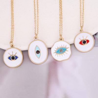 China Fashion TRENDY Wholesale Jewelry Stainless Steel Round Collar Clavicle Chain Necklace Eye Shaped Pendant Necklace for sale