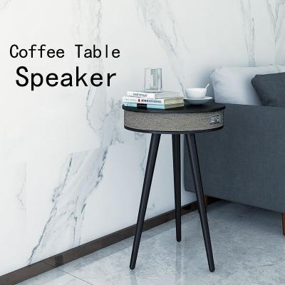 China None Shapes High Fidelity Bass USB Smart Home Wooden Dual 10W Coffee Table Waterproof Noise Portable Wireless Speaker for sale