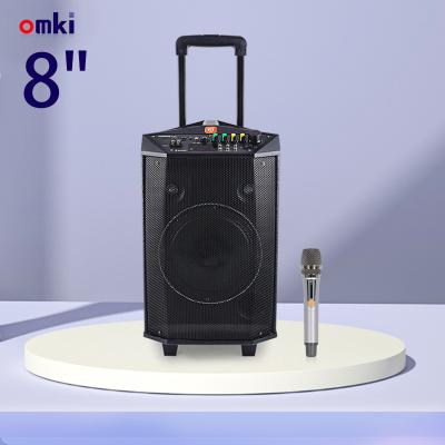 China No 2022 8 Inch Power Bass Karaoke Cart Hot Selling Height Outdoor Speaker Support USB TF With Wireless Microphone for sale