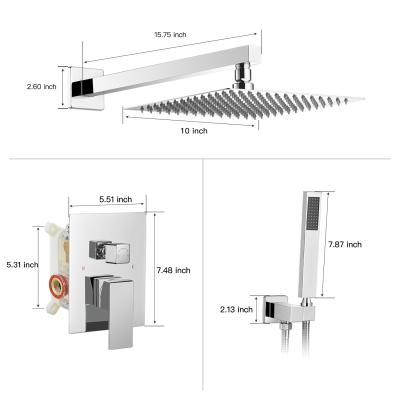 China Without Slide Bar BWE 10 Inch Chrome Wall Mount Shower Head Bathroom Mixer Shower System Bath Shower Faucets for sale