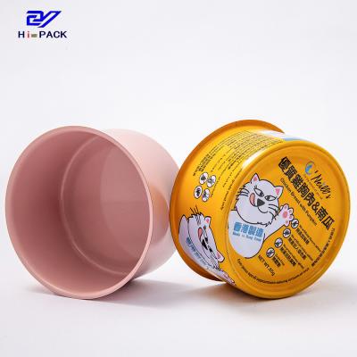China Op maat gemaakte ronde tincontainers met deksels voor huisdieren Te koop
