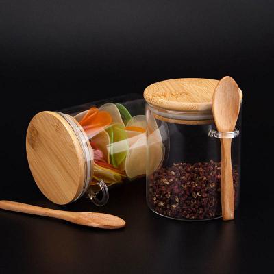 China Freshness Preservation 38Years Factory Kitchen Bamboo Pepper Container Borosilicate Spice 450ml Capacity for sale
