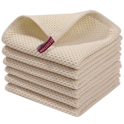 China 6 Pack 33*33CM QUICK DRY Custom Waffle Water Absorption White Quick Dry Kitchen Towels Set 100% Cotton Dish Kitchen Towel for sale