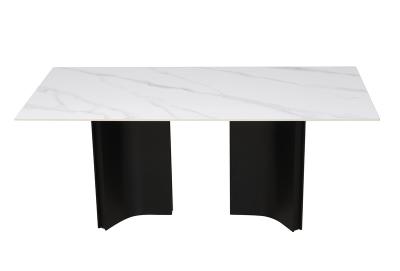 China 1800*900mm Ceramic Top Dining Table With Fixed Type And Black Alu Base for sale
