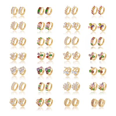 China 2022 TRENDY Zirconia Ladies Jewelry 18k Gold Huggie Circle Stud Earrings For Women for sale