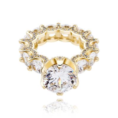 China Wholesale CLASSIC Iced Out Big Pigeon Tears 18K Gold Pink Heart Gemstone Diamond Rings For Women Girlfriend Jewelry for sale