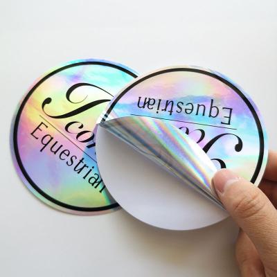 China Holographic Hot Waterproof Die Cut Brand Logo Custom Reflective Silver Laser Sticker Holographic Sticker for sale