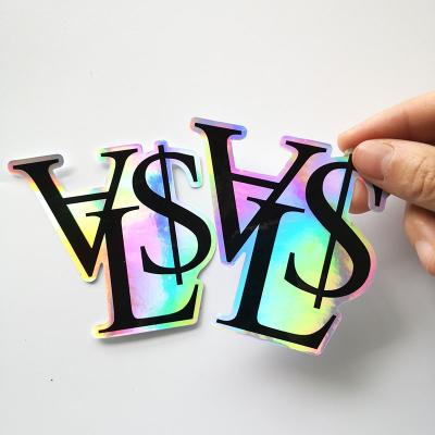 China Holographic Hot Vinyl Hologram Logo Stickers Decorative Custom Printed Laser Die Cut Sticker Holographic Glitter Sticker for sale