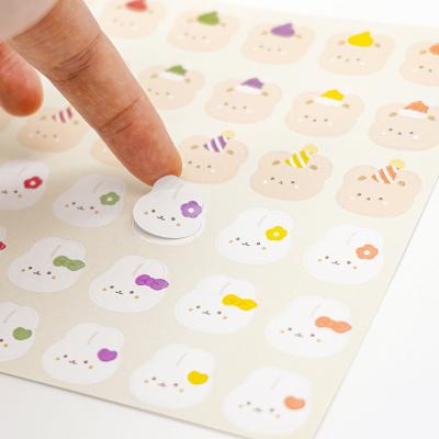 China Waterproof Custom die cut cartoon Sticker kawaii rabbit bear label of paper vinyl kid encouragement sticker lovely animal label for sale