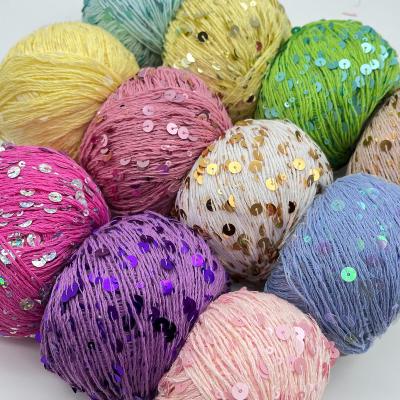 China 1/2.3NM 55% Cotton 45% Polyester Sequin Yarn Crochet Paillette Yarn For Bag Clothing Knitting for sale