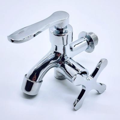 China Modern Wall mounted double outlet zinc body zinc handle double handle double function shower faucet cold water tap for sale