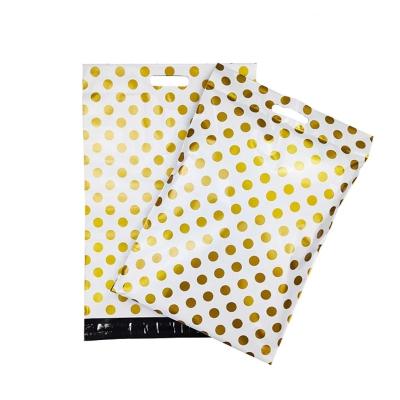 China Wholesale Cheap Eco-friendly/Folding Gold Dots Printing LOGO Express Shipping Bags Portable E-commerce Envelopes Messenger Clothing Gifts Boxes Bag for sale