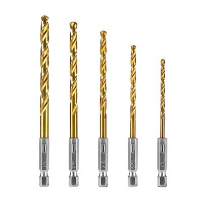 China Metal Drilling Drill Bit Set 13 Piece Twist Hex Shank Quick Change High Speed Steel Titanium Liner For Metal, Aluminum Alloy And Plastic Wood for sale