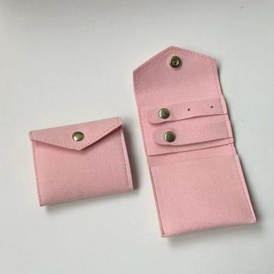 China Mini Pink Travel Jewelry Organizer Soft Microfiber Storage Bag for sale