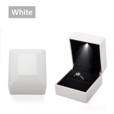 China White Piano Finish LED Jewelry Ring Packaging Box Lighted for sale