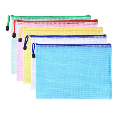China Office Supplies B5 B4 A4 A5 A6 Clear Canvas PVC Mesh Organizer Case Document Zipper Envelope Pocket Folder Bags With Lock for sale