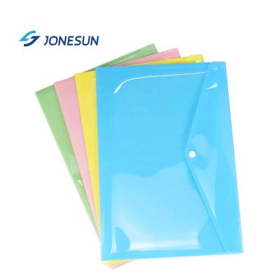 China Custom Size Clear Plastic PP A4 A5 Pocket File Envelope With Snap Button Closure for sale