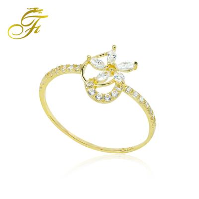 China Custom design 18K gold ring logo design 18K gold ring price in pure gold cubic zirconia ring Saudi Arabia elegant gold opal female jewelry for sale