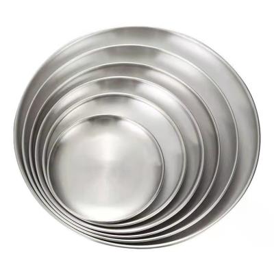 China Viable Hot Sale High Quality Round Metal Plate Serving Tray Kitchen Restaurant Food Grade Stainless Steel for sale
