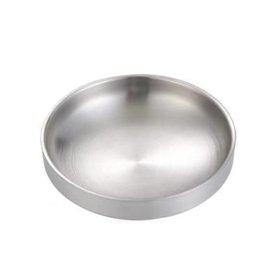 China Sustainable Double Layer Metal Food Tray Round 304 Sushi Kimchi Mini Seasoning Sauce Stainless Steel Casserole for sale