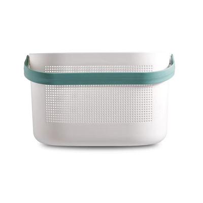 China Sustainable URU Outdoor High Quality Wholesale Plastic Storage Basket With Colorful Handle for sale