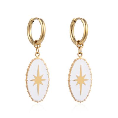 China Western CLASSIC Non Tarnish Geometric Personalized Oval Stainless Steel Earrings Jewelry for sale